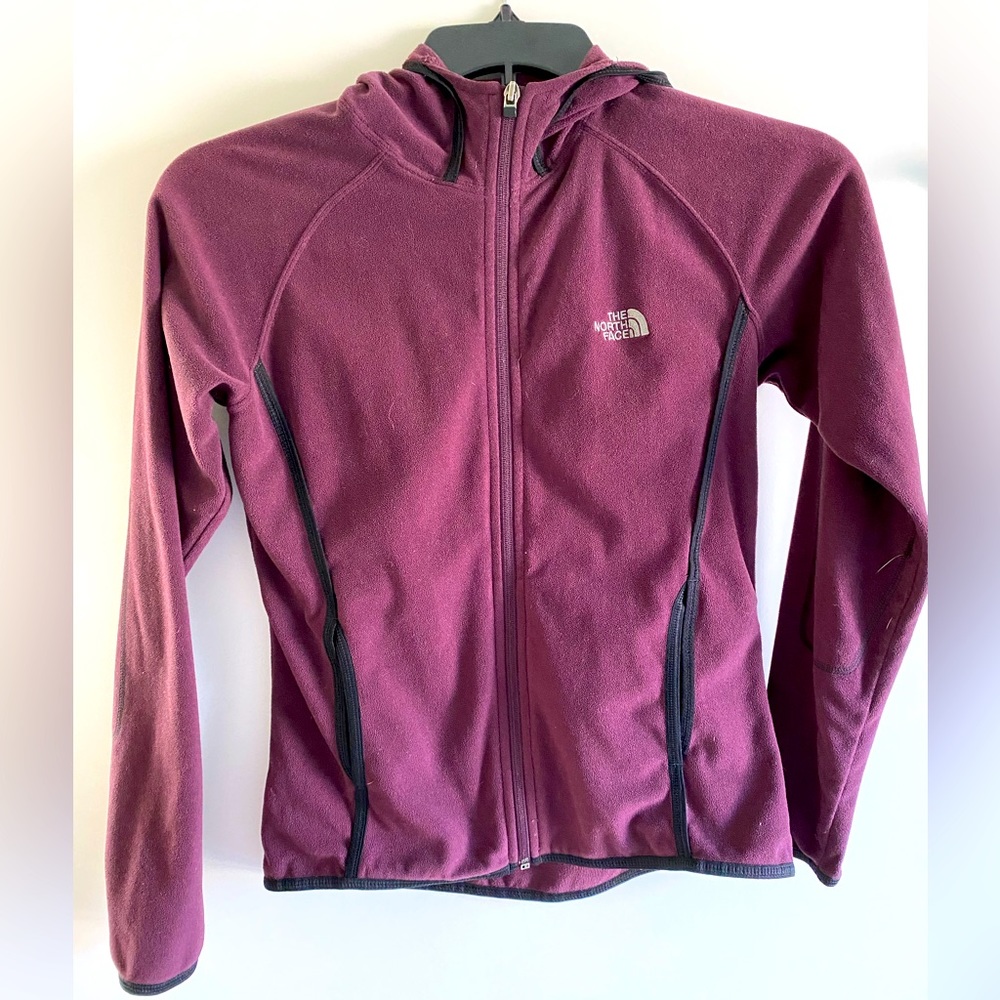 North Face maroon fleece zip hoodie, small